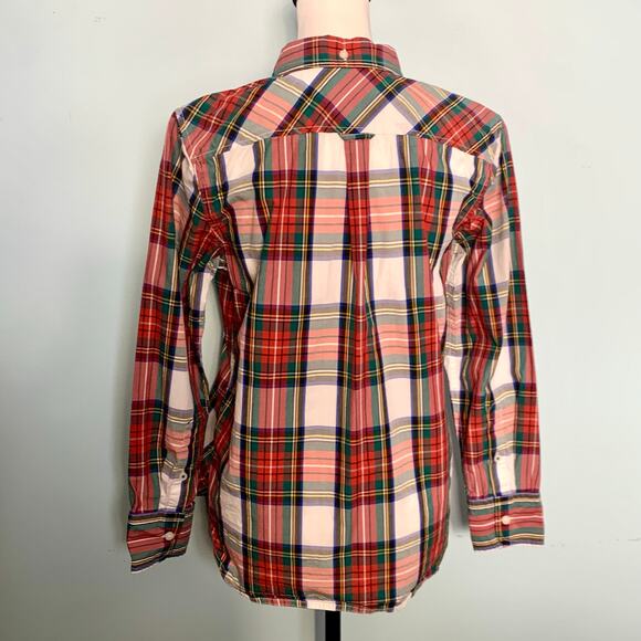 J. Crew Classic Washed Cotton Poplin Shirt in Snowy Stewart Tartan Size 4 - Picture 5 of 9